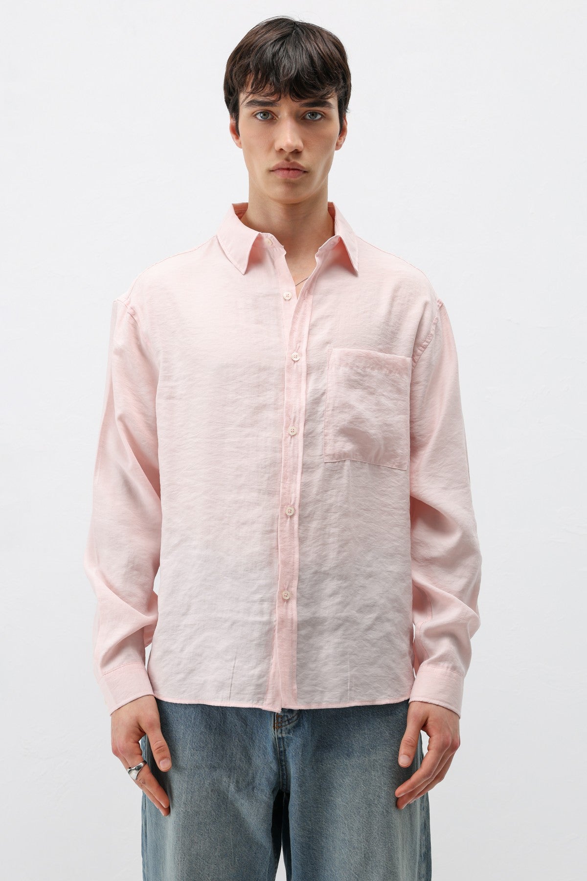 Modal Kumaş Cepli Oversize Gömlek