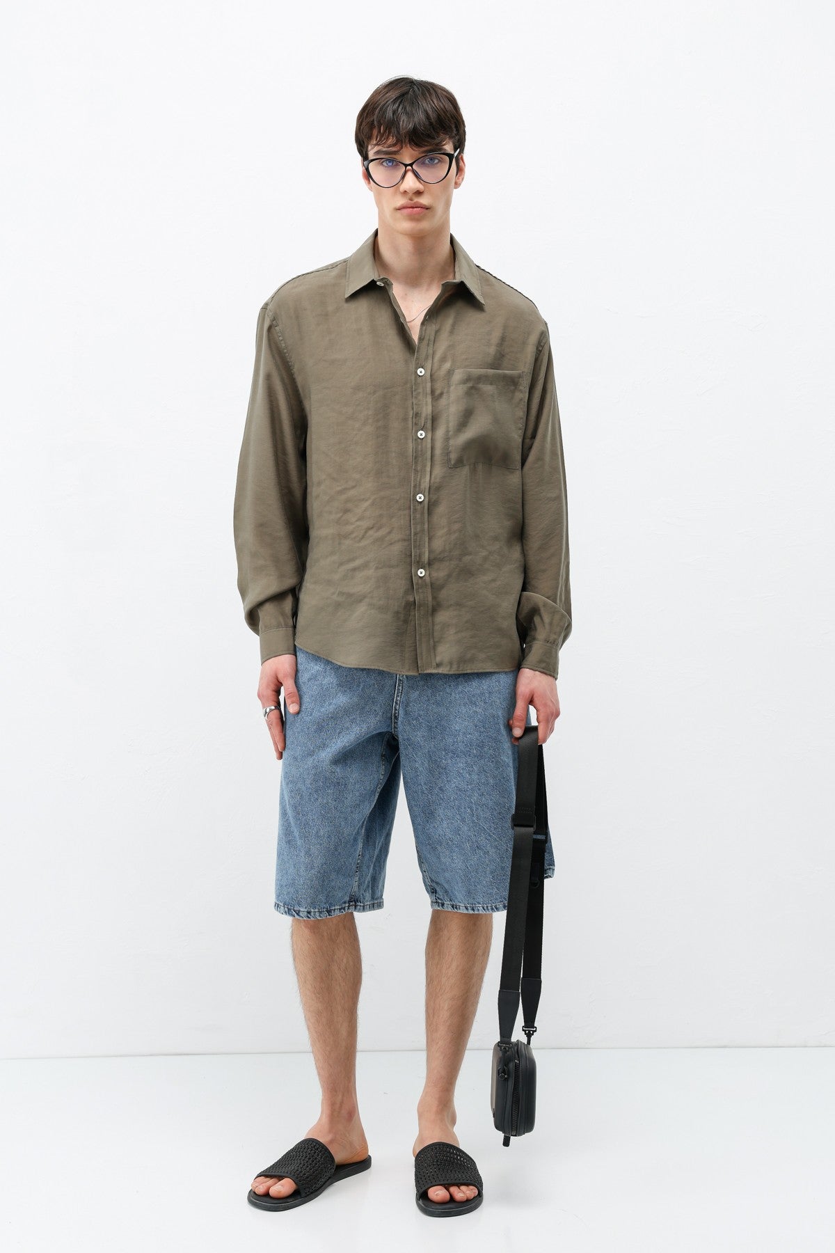 Modal Kumaş Cepli Oversize Gömlek