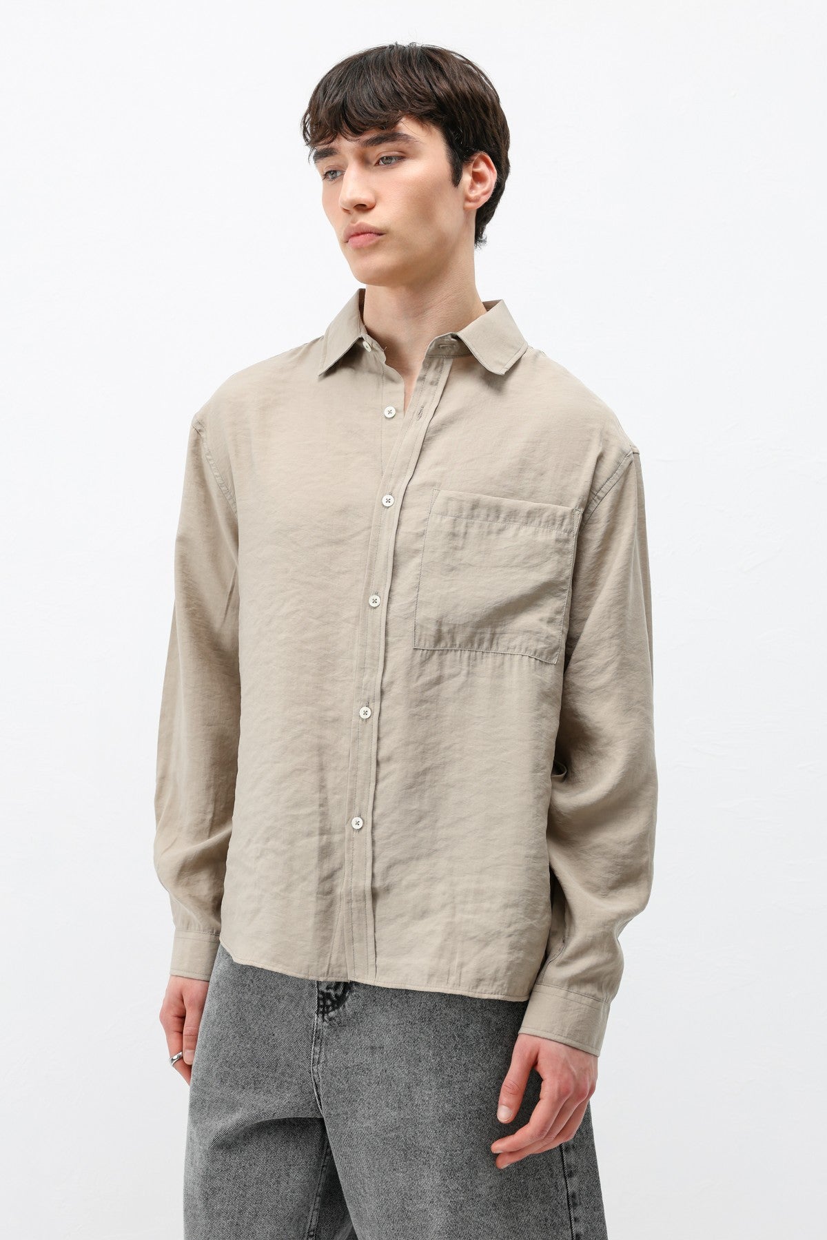 Modal Kumaş Cepli Oversize Gömlek