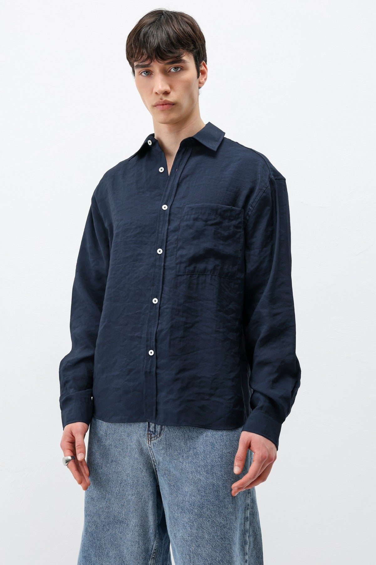 Modal Kumaş Cepli Oversize Gömlek