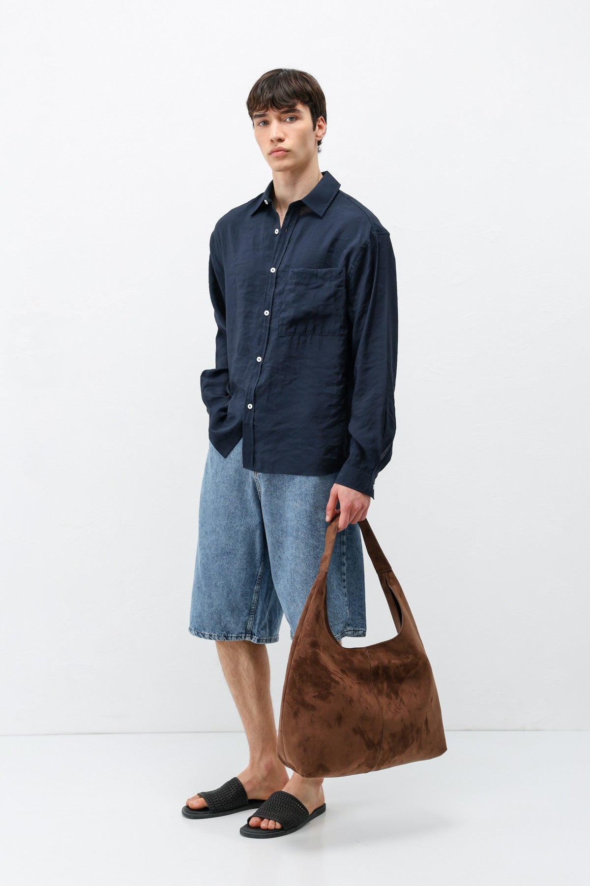 Modal Kumaş Cepli Oversize Gömlek