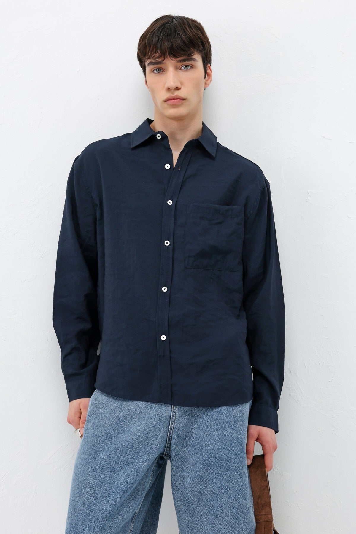 Modal Kumaş Cepli Oversize Gömlek