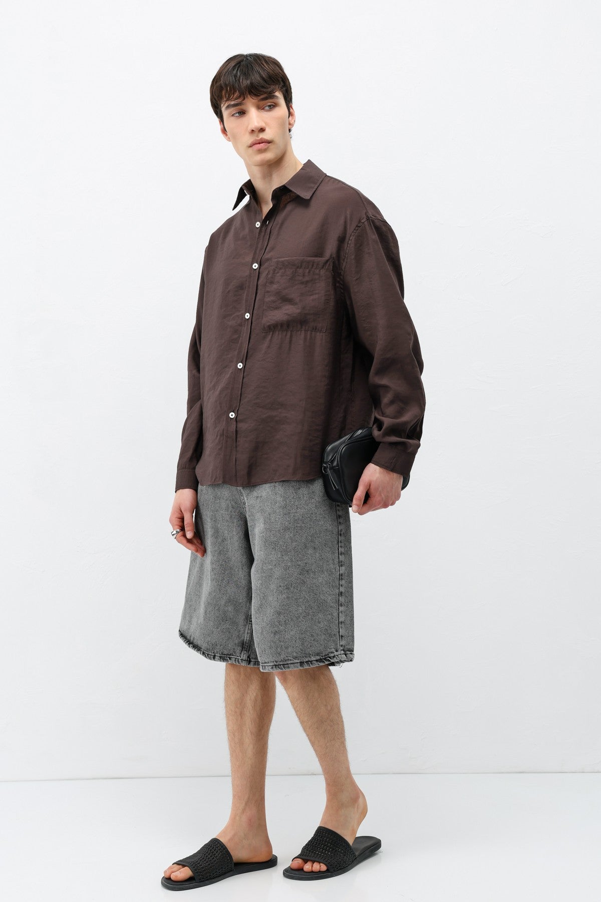 Modal Kumaş Cepli Oversize Gömlek