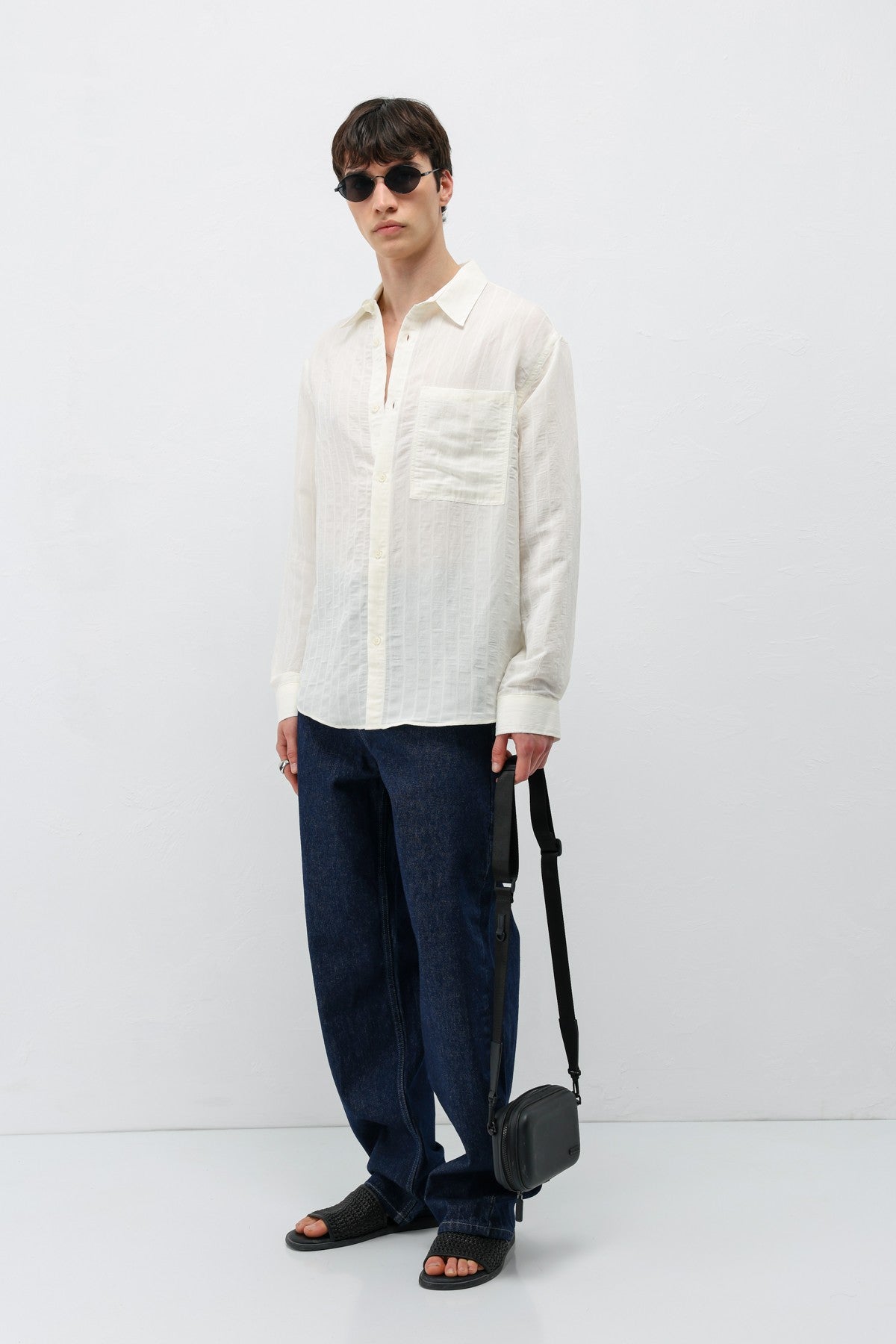 Modal Kumaş Çizgili Oversize Gömlek