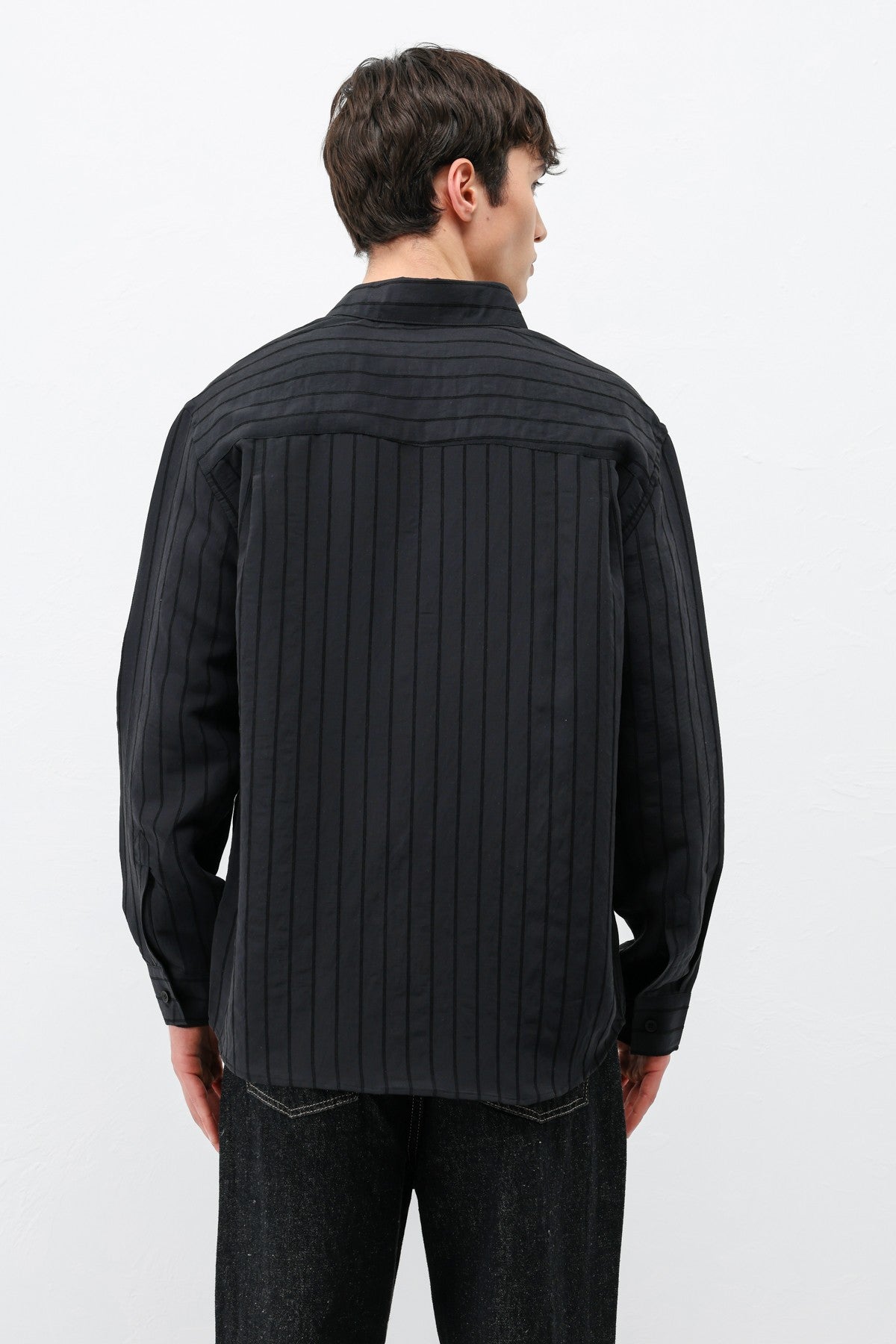 Modal Kumaş Çizgili Oversize Gömlek