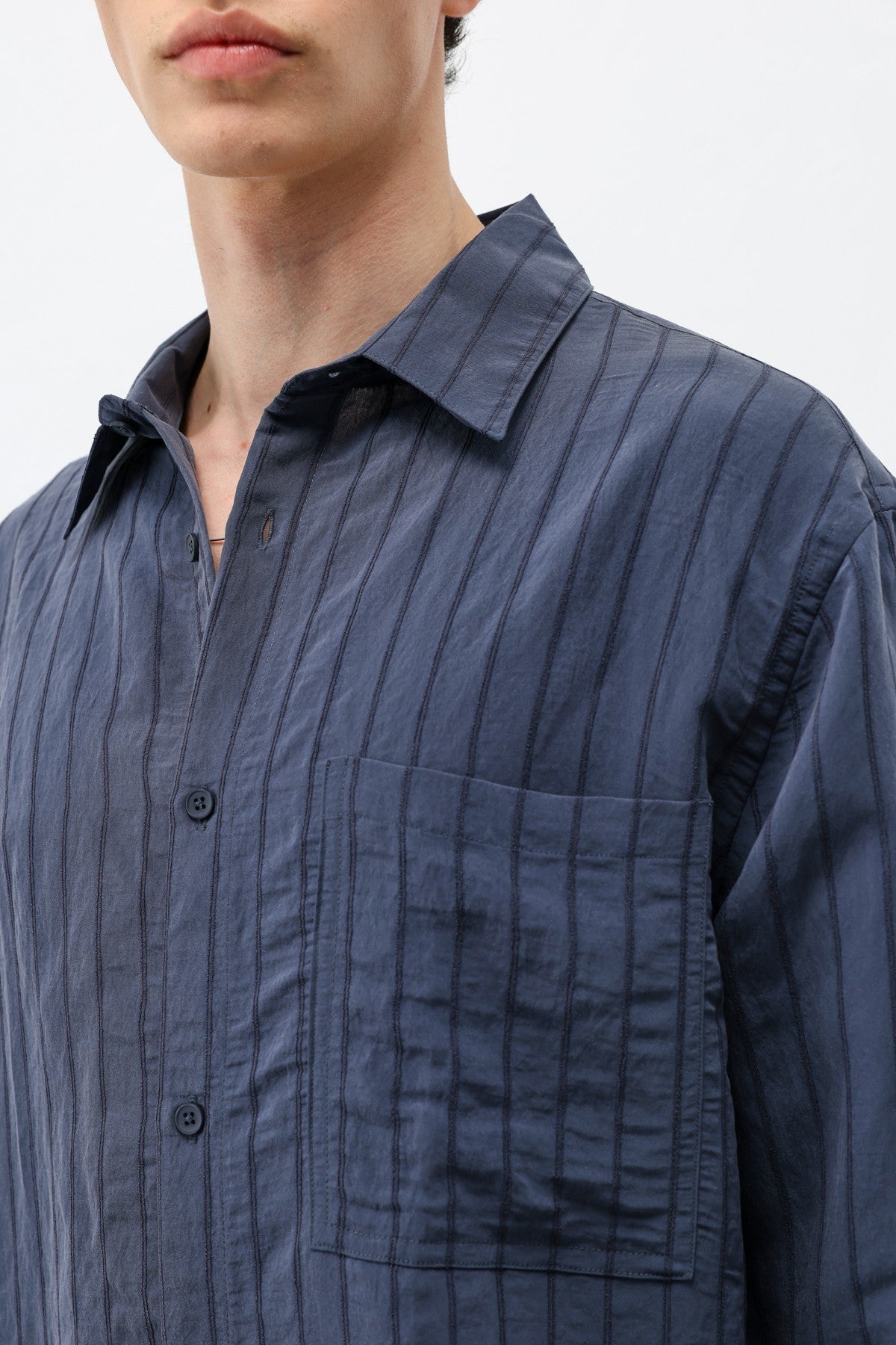 Modal Kumaş Çizgili Oversize Gömlek