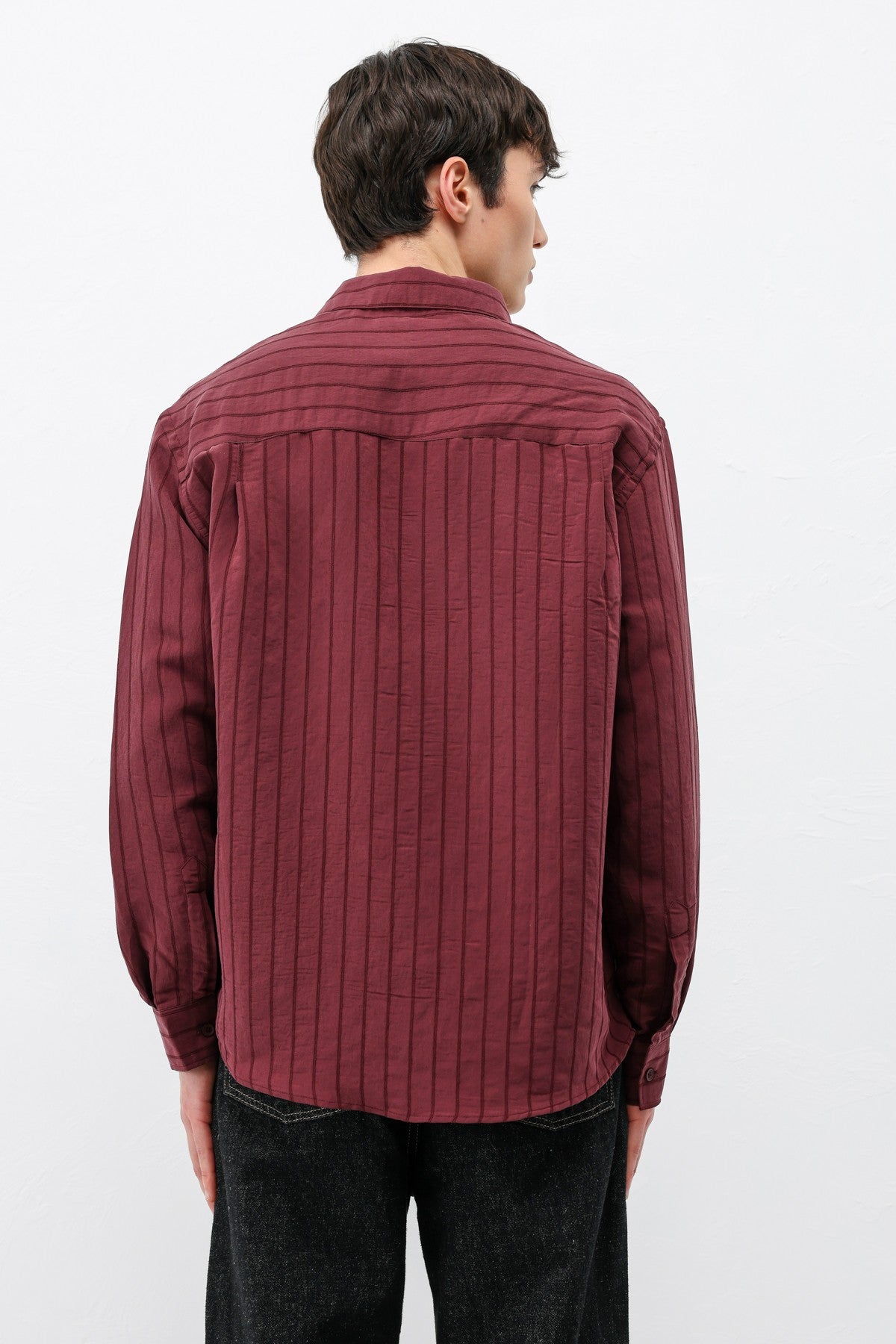 Modal Kumaş Çizgili Oversize Gömlek