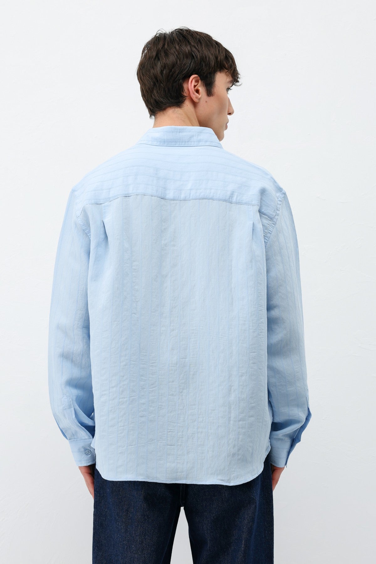 Modal Kumaş Çizgili Oversize Gömlek