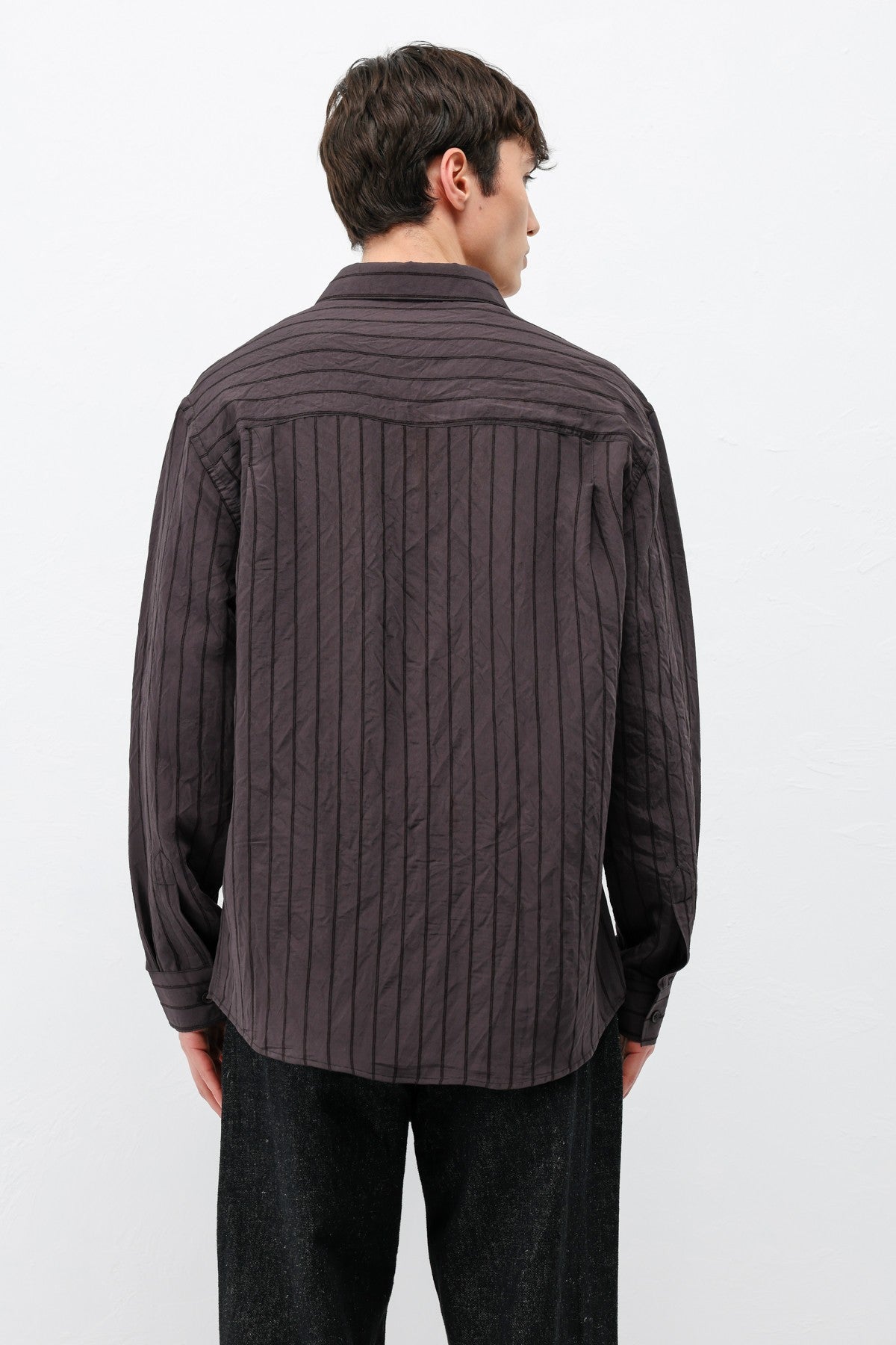Modal Kumaş Çizgili Oversize Gömlek