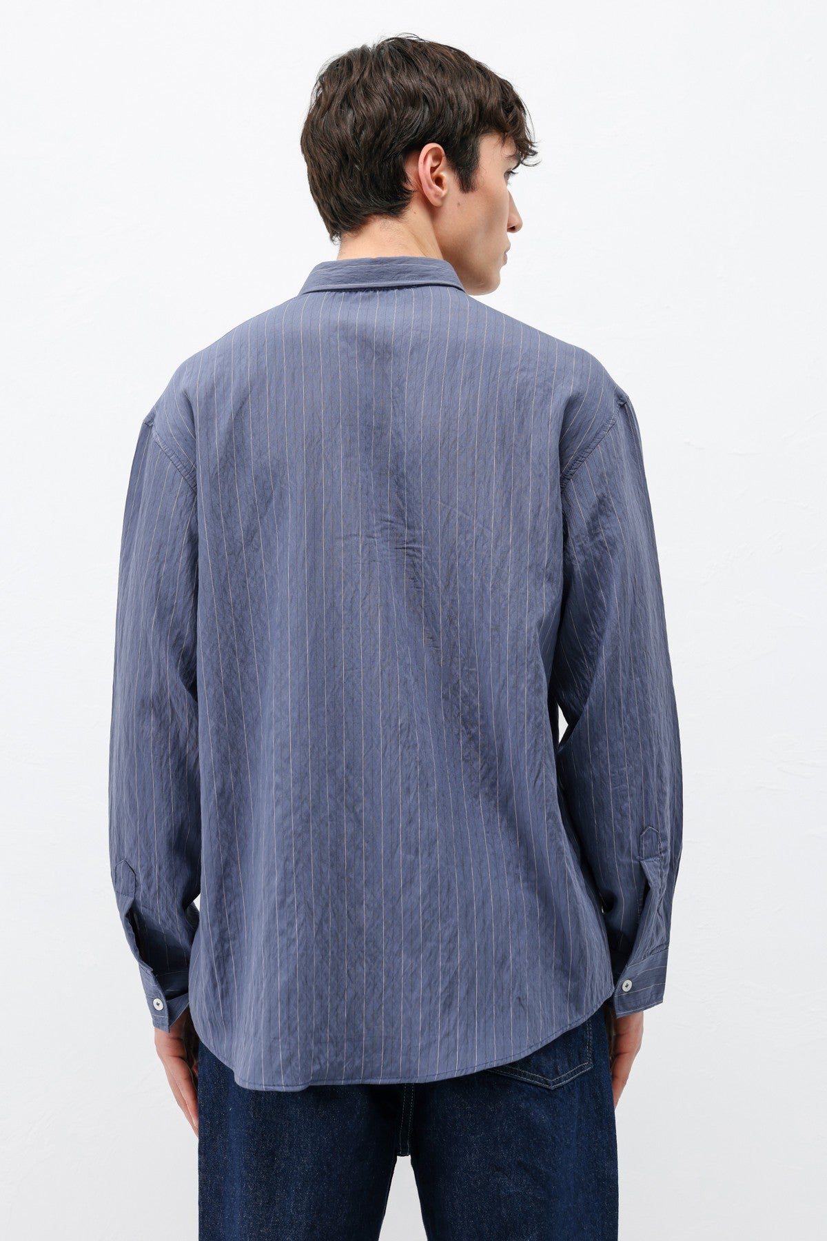 Çizgili Lyocell Kumaş Oversize Gömlek