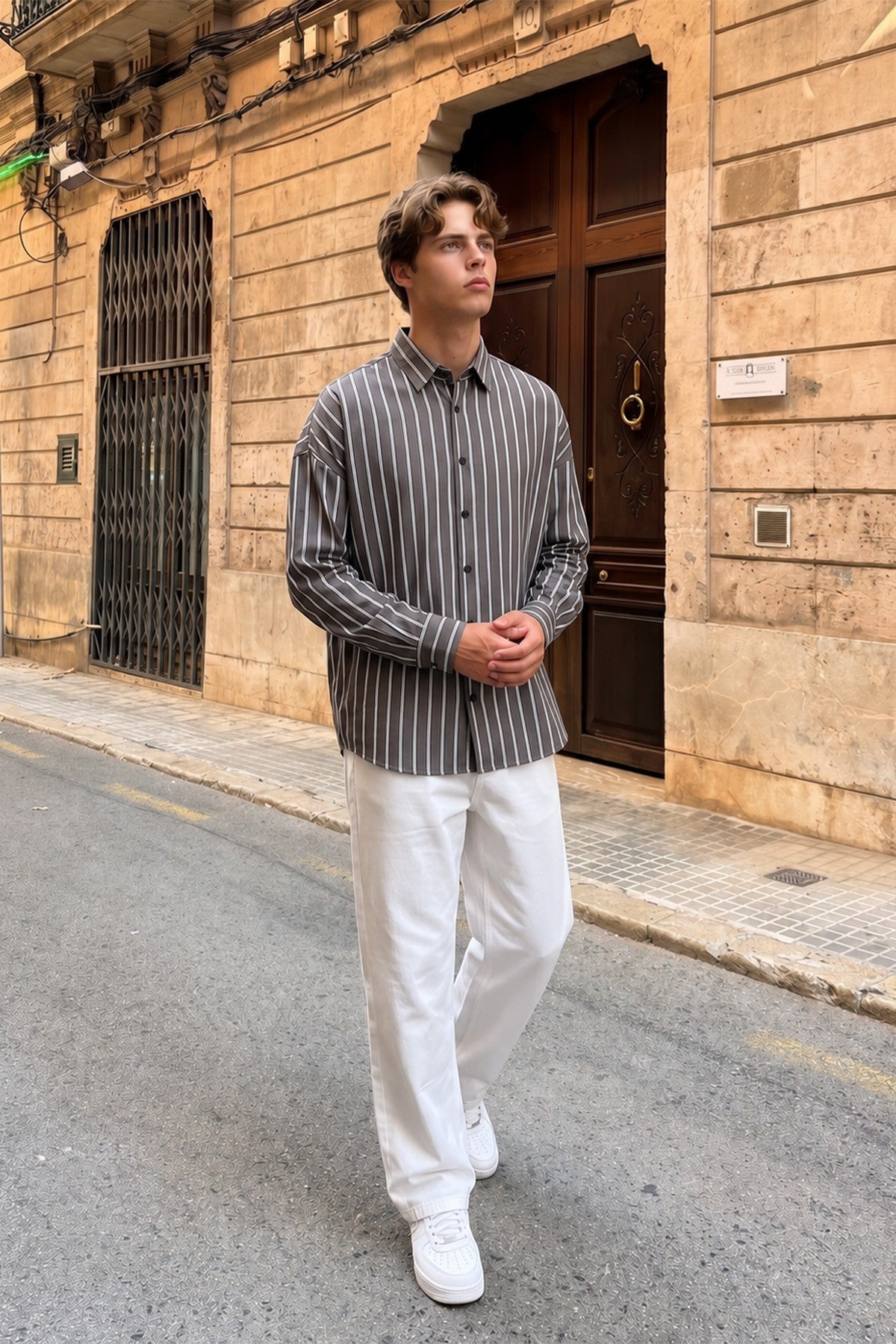 Çizgili Oversize Gömlek
