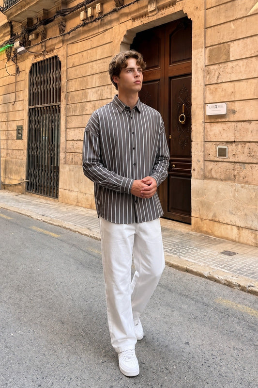 Çizgili Oversize Gömlek