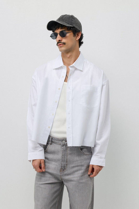 Keten Boxy Fit Crop Gömlek