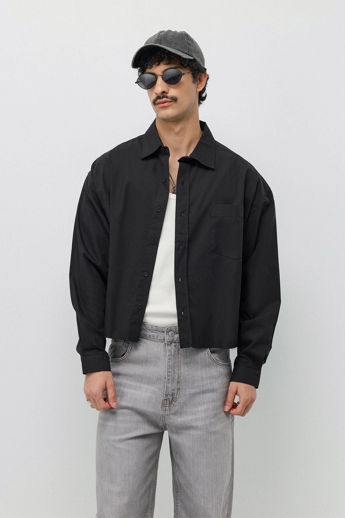 Keten Boxy Fit Crop Gömlek