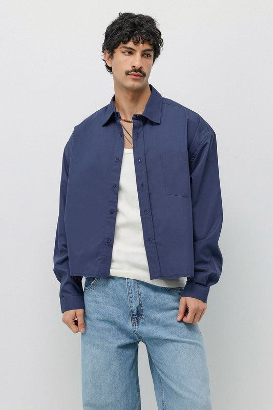 Keten Boxy Fit Crop Gömlek