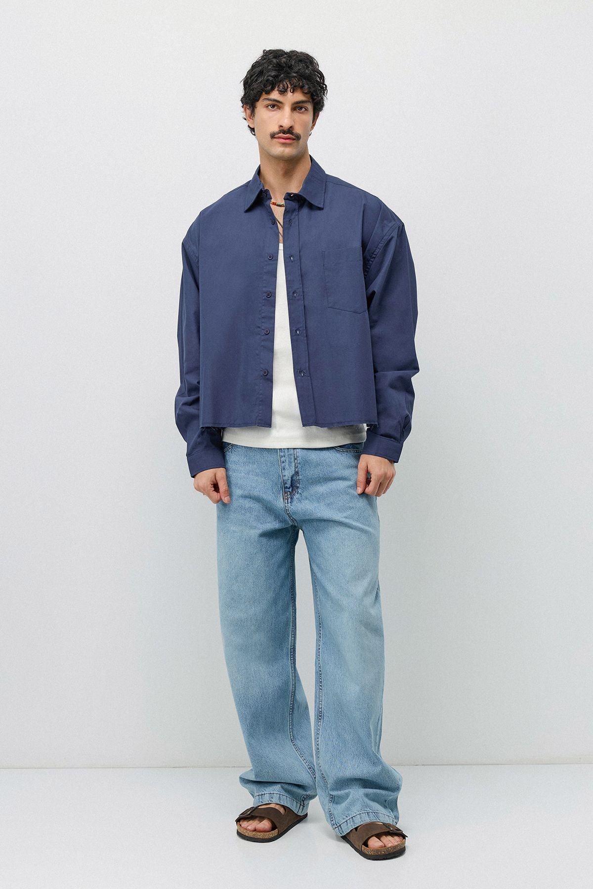 Keten Boxy Fit Crop Gömlek