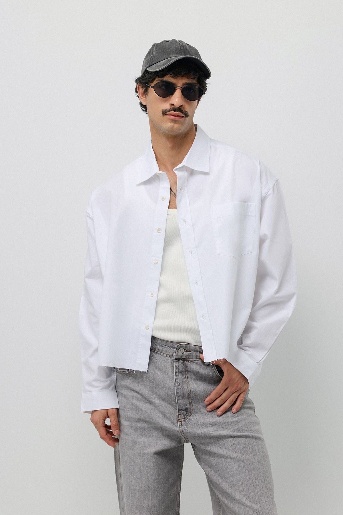 Keten Boxy Fit Crop Gömlek