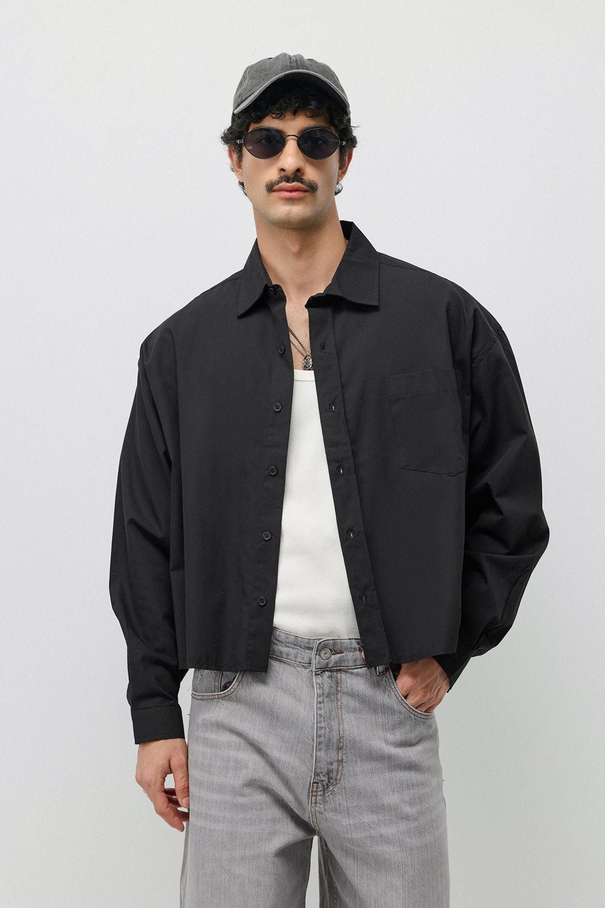 Keten Boxy Fit Crop Gömlek