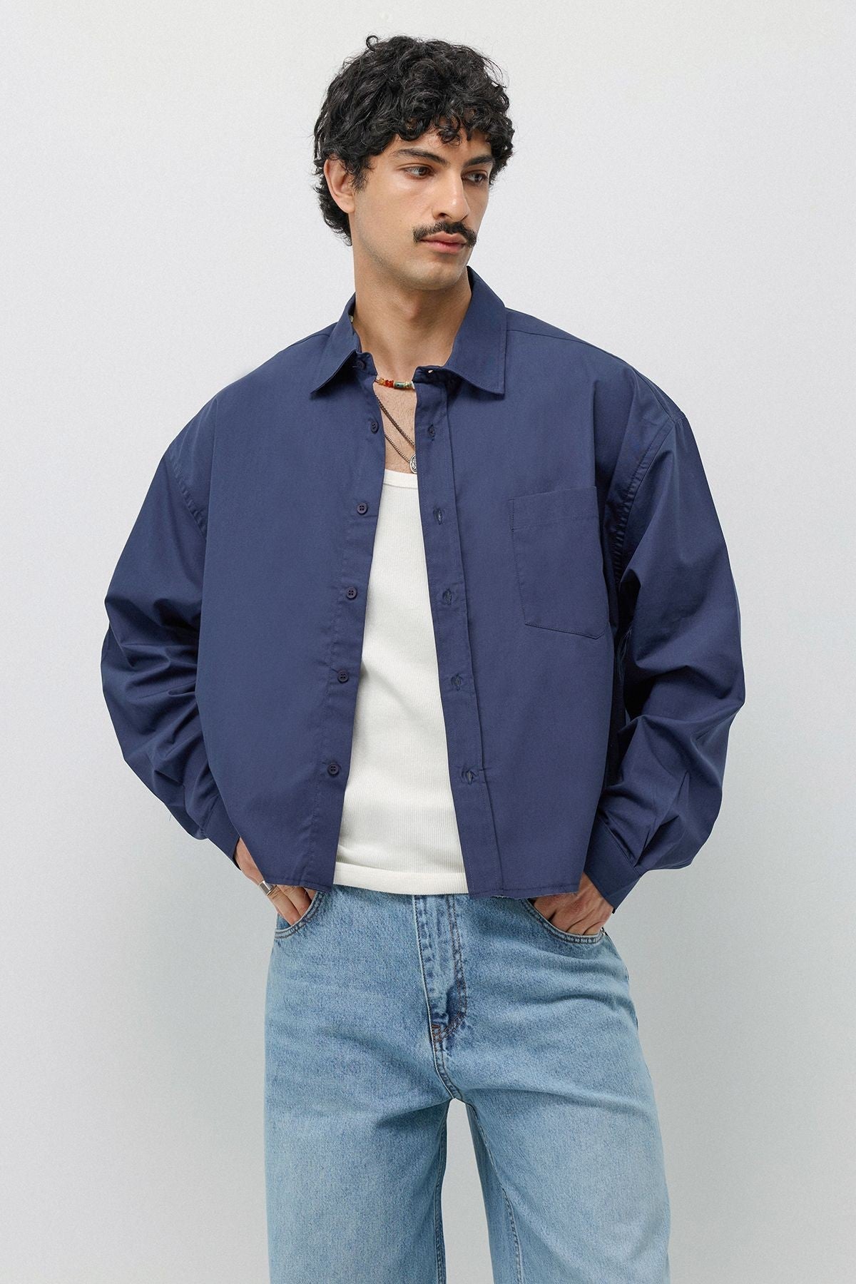 Keten Boxy Fit Crop Gömlek