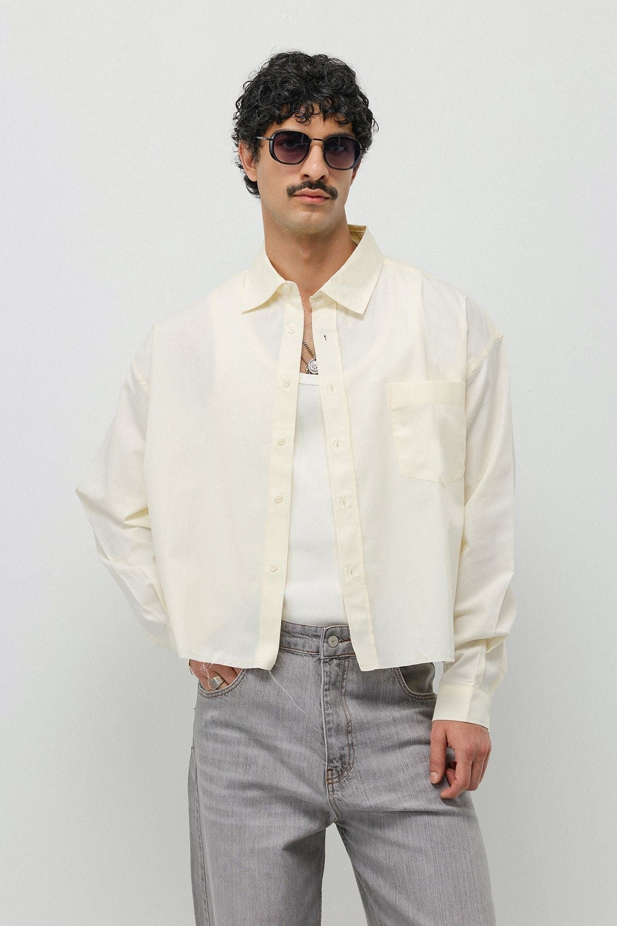 Keten Boxy Fit Crop Gömlek