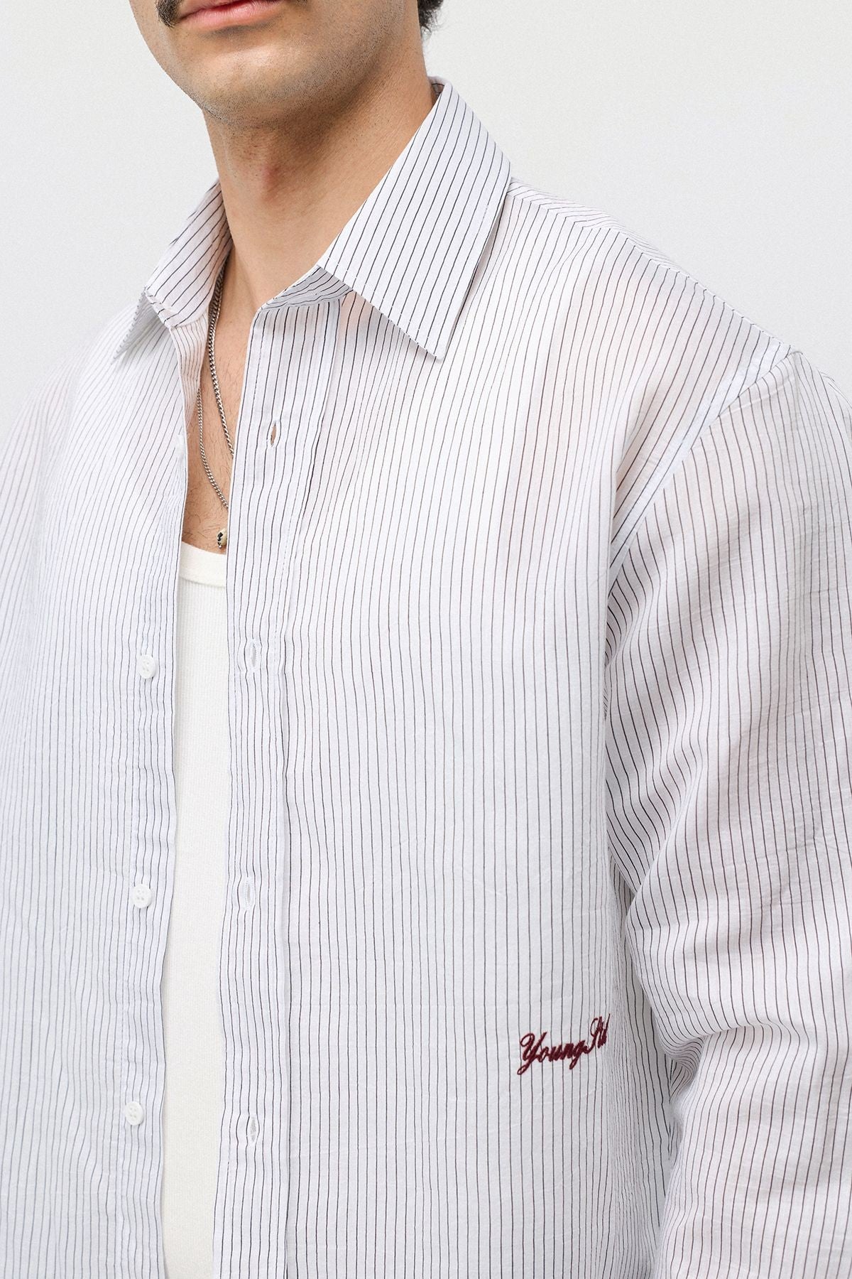 Boxy Fit Yazı Detaylı Gömlek