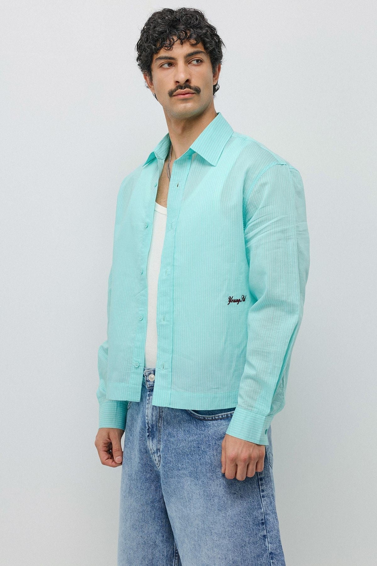 Boxy Fit Yazı Detaylı Gömlek