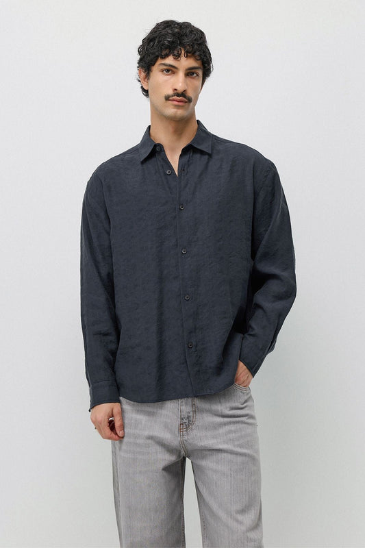Dökümlü Oversize Modal Karışımlı Gömlek
