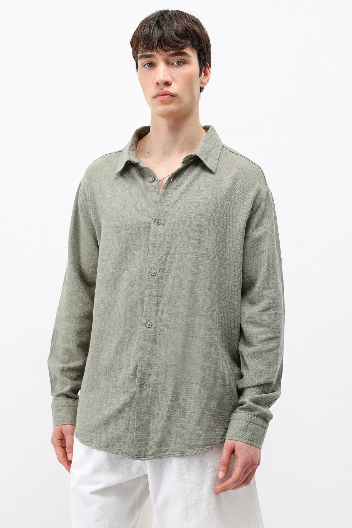 Basic Keten Oversize Gömlek