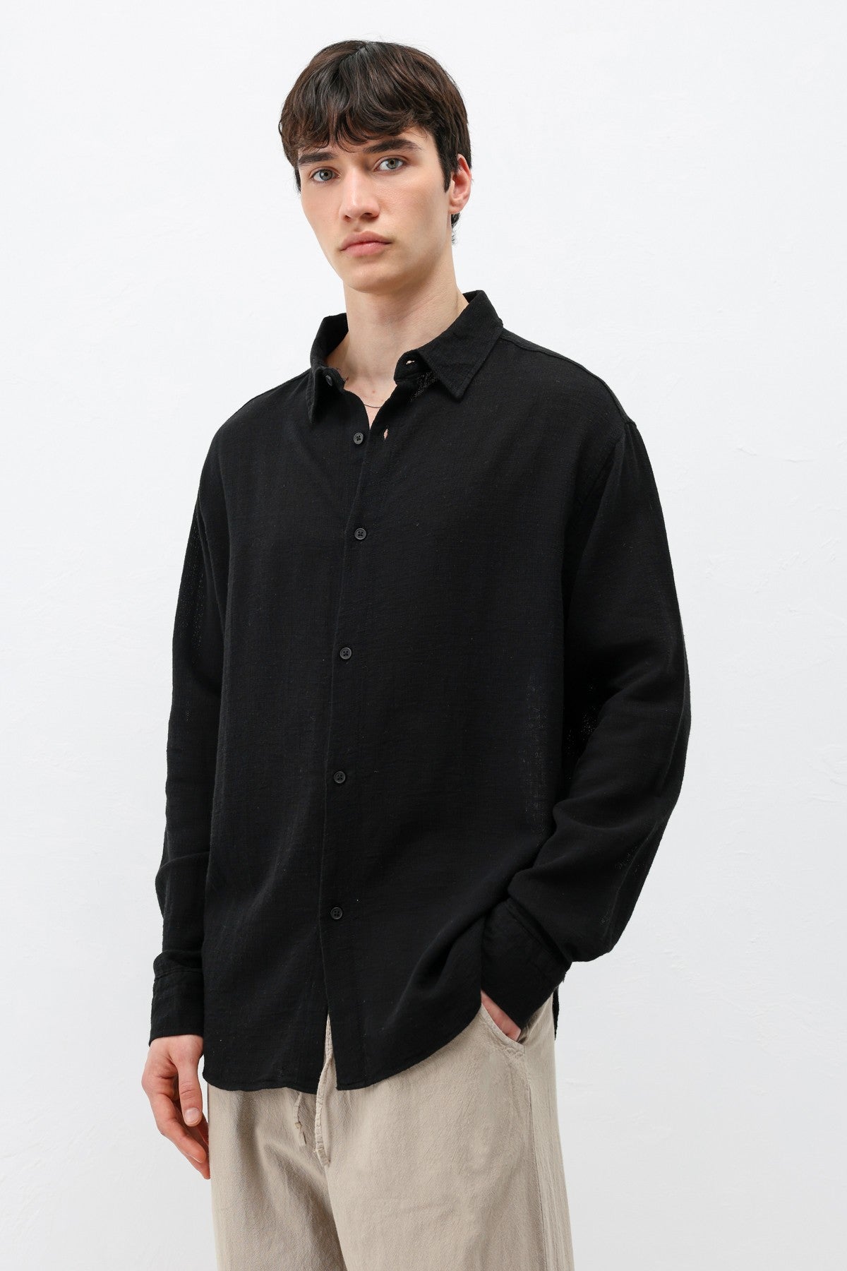 Basic Keten Oversize Gömlek