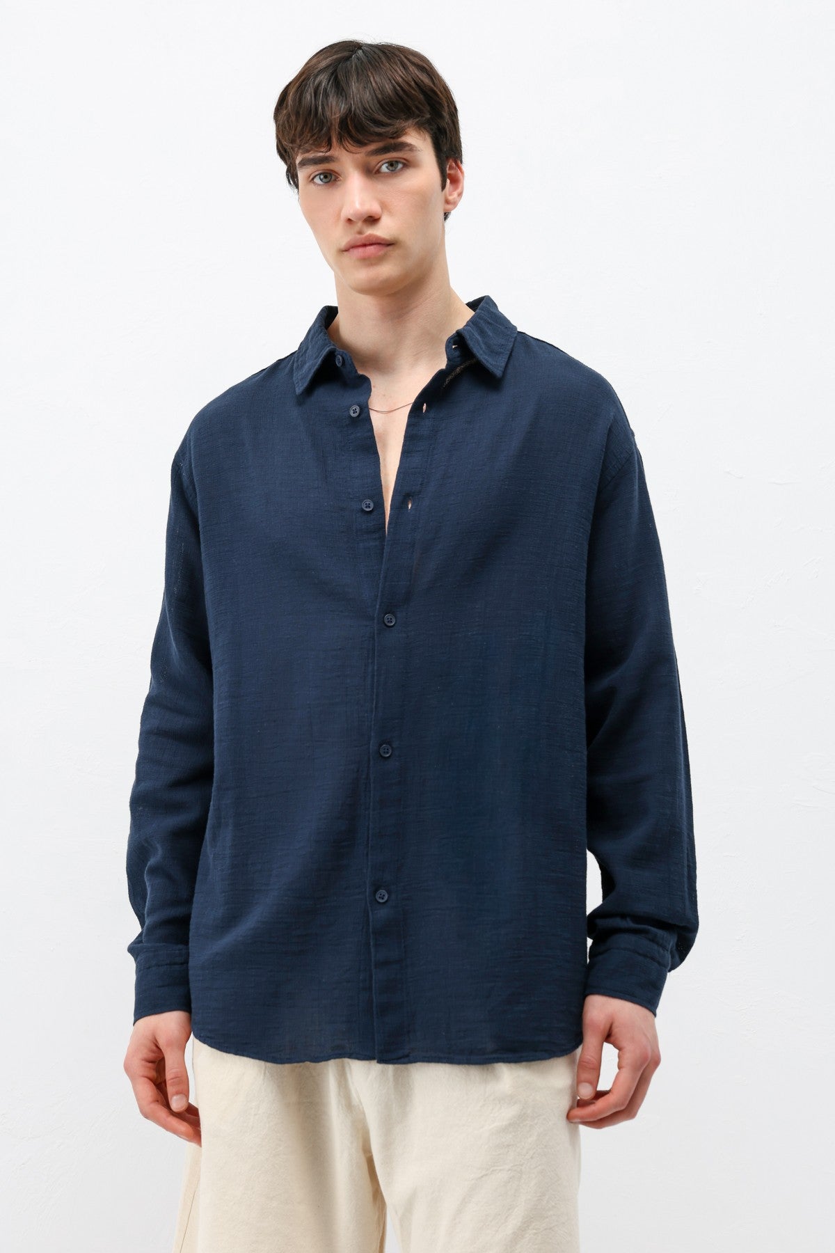 Basic Keten Oversize Gömlek
