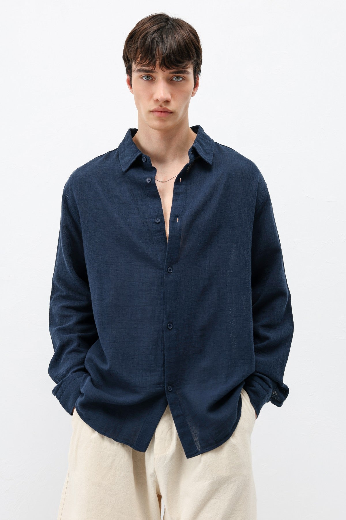 Basic Keten Oversize Gömlek