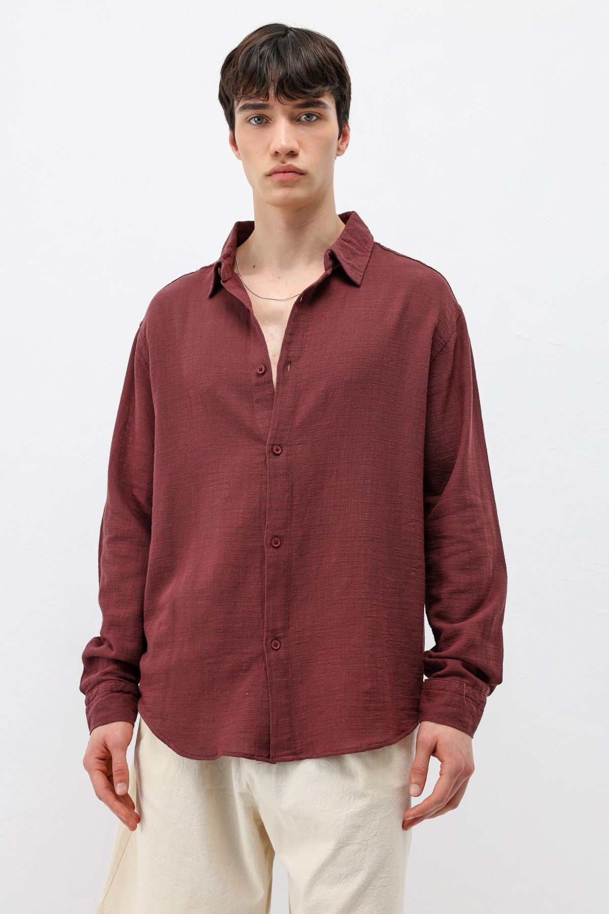 Basic Keten Oversize Gömlek