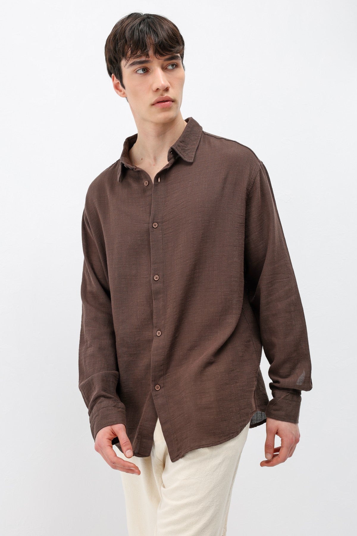 Basic Keten Oversize Gömlek