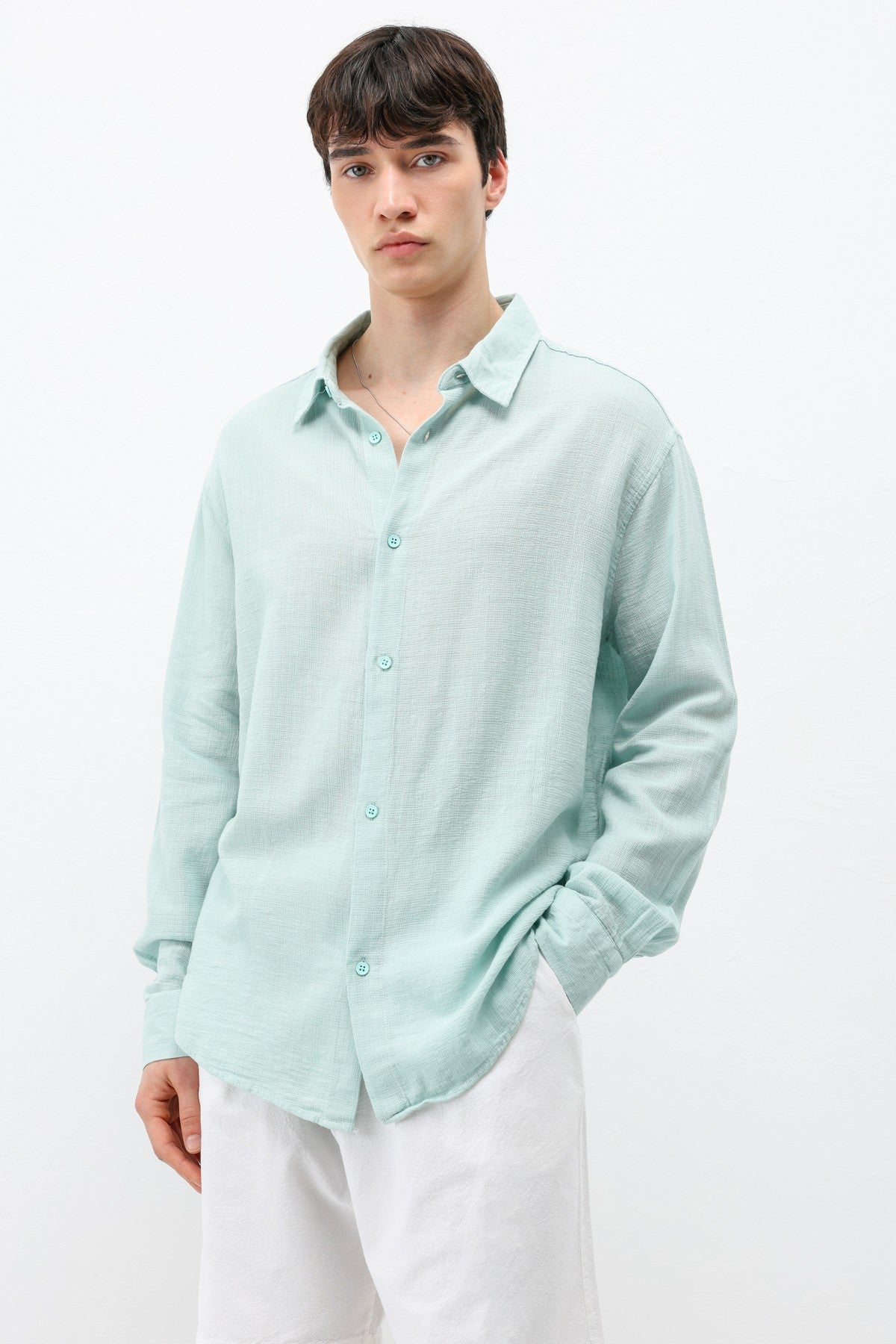 Basic Keten Oversize Gömlek