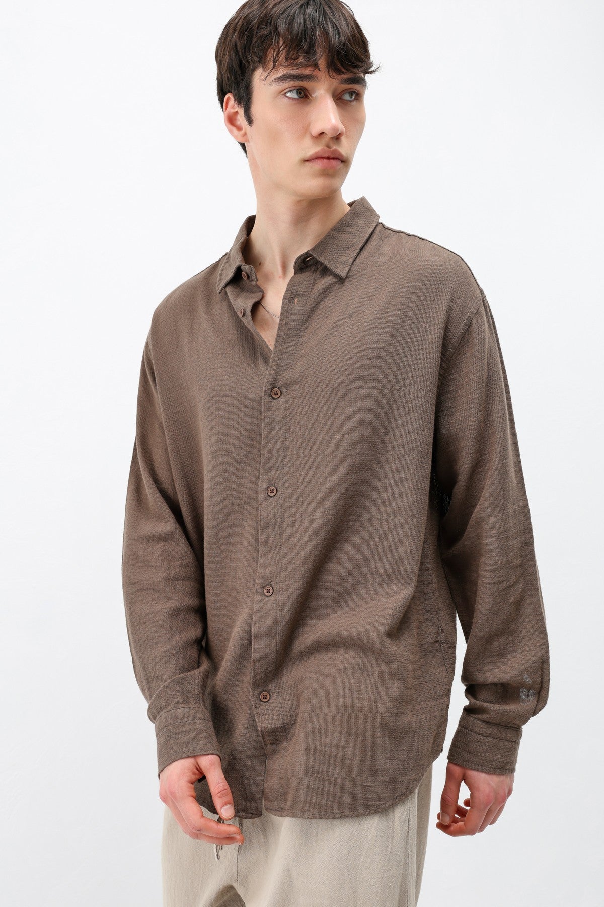 Basic Keten Oversize Gömlek
