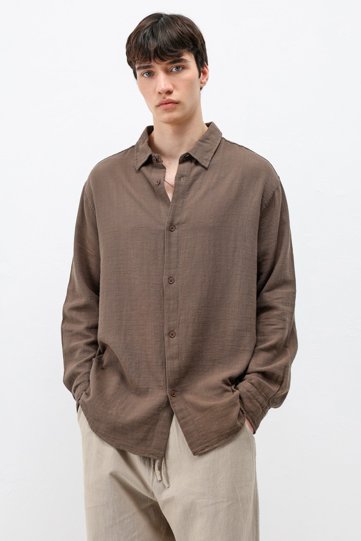 Basic Keten Oversize Gömlek