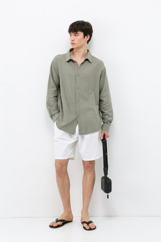 Basic Keten Oversize Gömlek