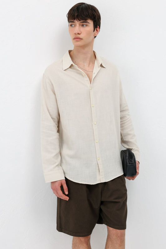 Basic Keten Oversize Gömlek
