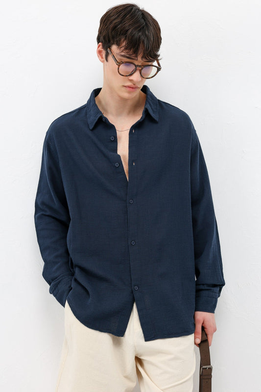 Basic Keten Oversize Gömlek