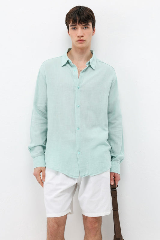 Basic Keten Oversize Gömlek