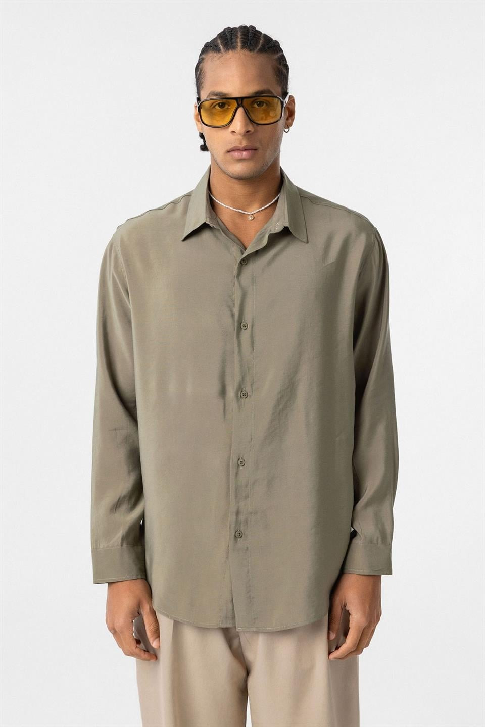 Oversize Modal Kumaş Gömlek