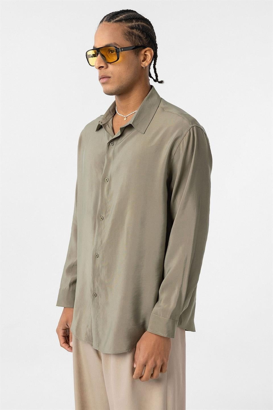 Oversize Modal Kumaş Gömlek