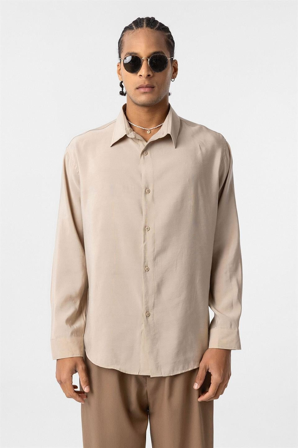 Oversize Modal Kumaş Gömlek