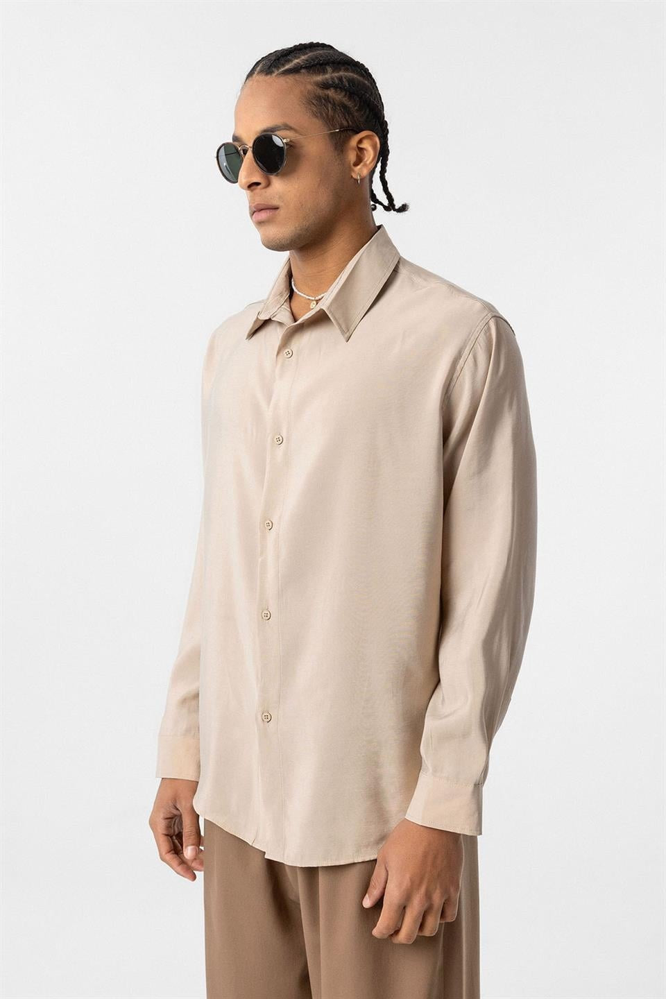 Oversize Modal Kumaş Gömlek