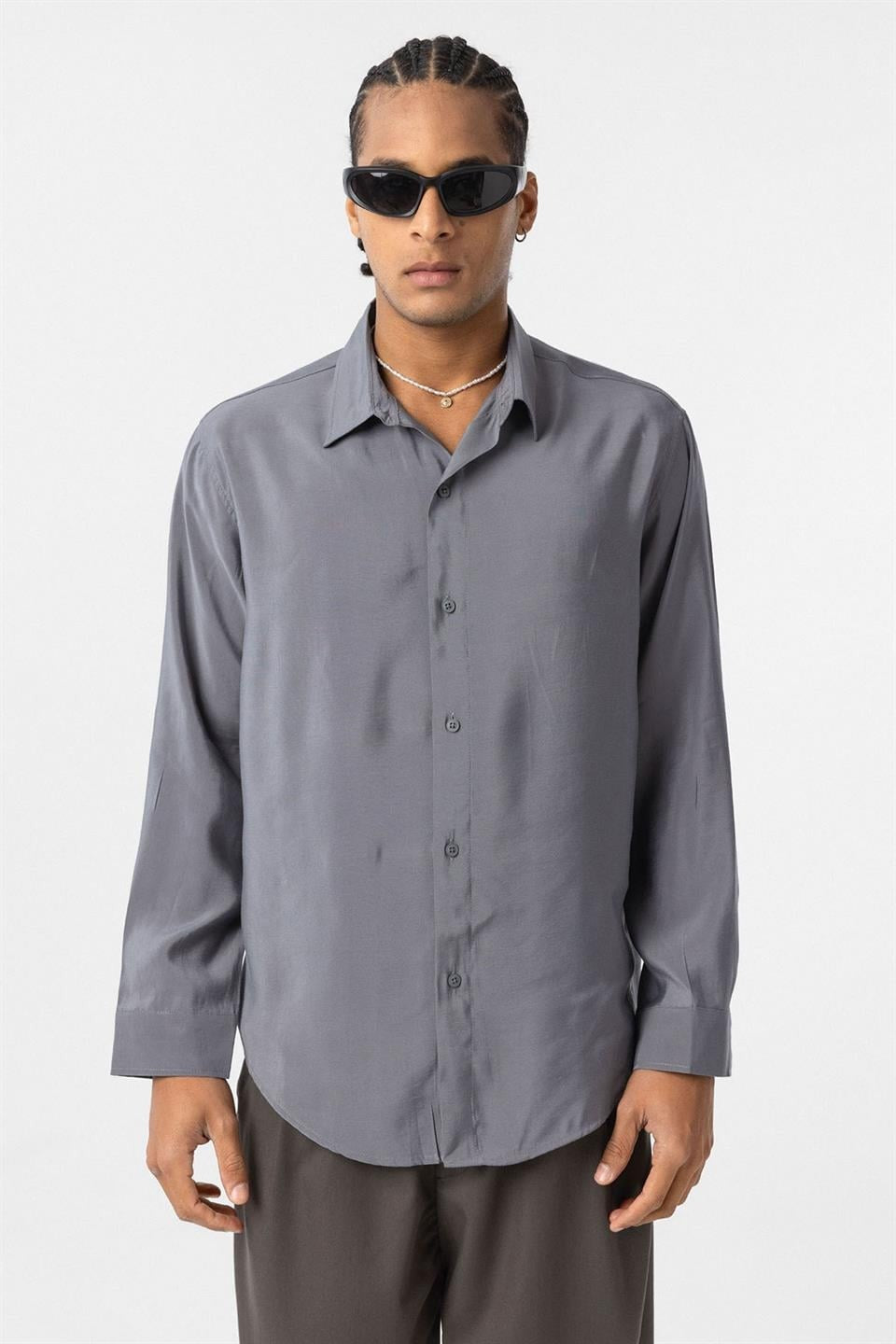 Oversize Modal Kumaş Gömlek