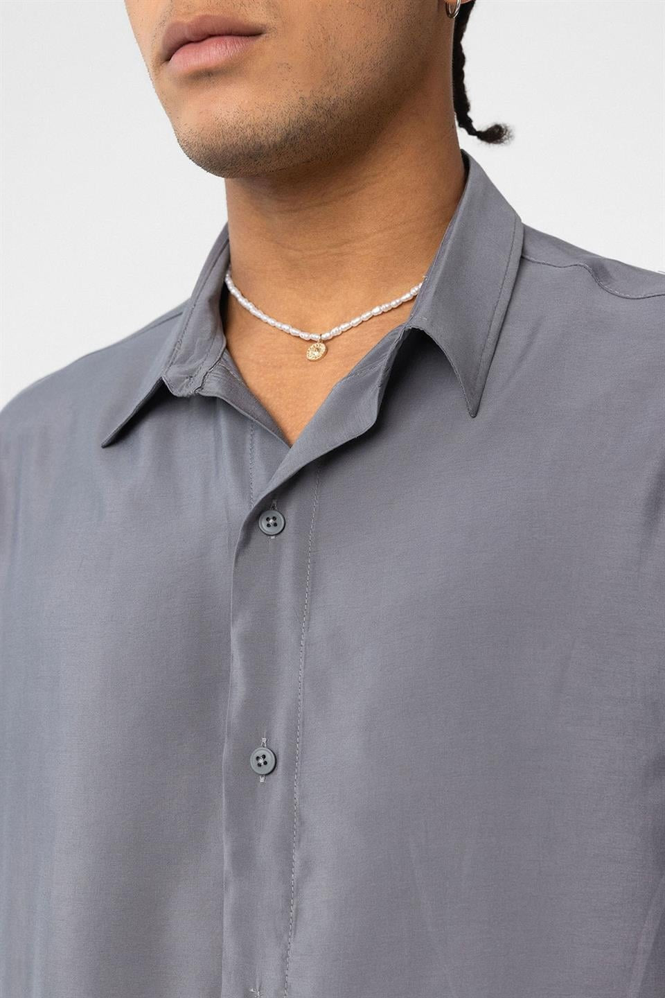 Oversize Modal Kumaş Gömlek