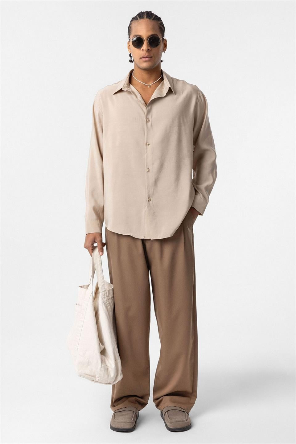 Oversize Modal Kumaş Gömlek