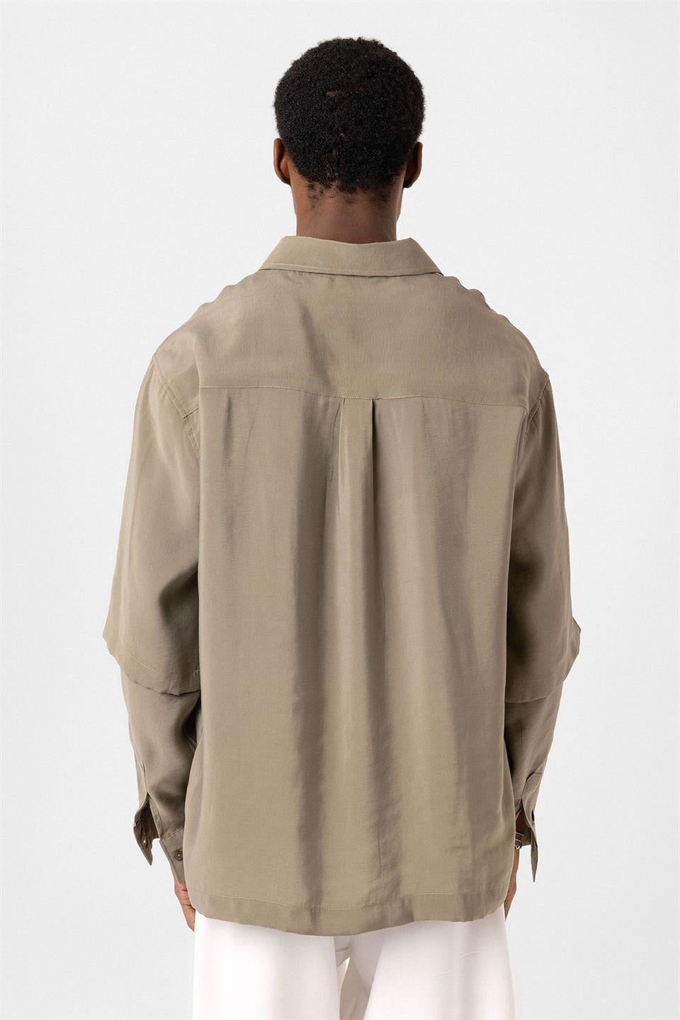 Çift Kol Detaylı Oversize Gömlek