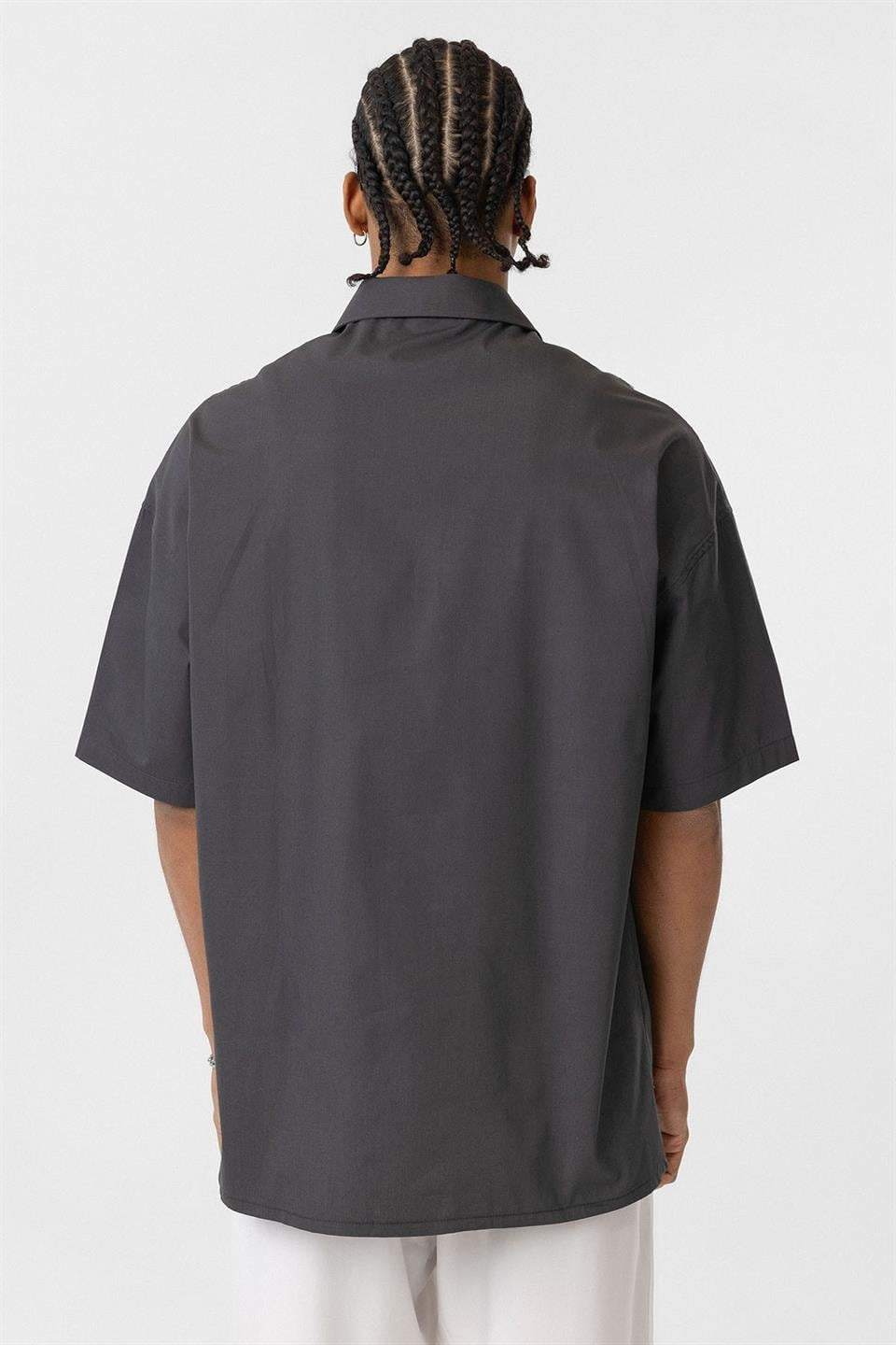 Ön Baskılı %100 Pamuk Poplin Oversize Gömlek