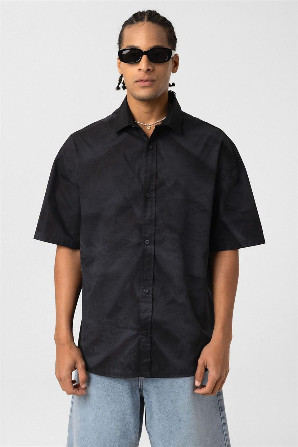 Oversize Yıkamalı Poplin Gömlek